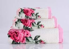 Полотенце банное Rosy-1 махровое 40x70 с цветами