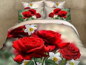Постельное белье CLEO 1,5 спальное из сатина с розами