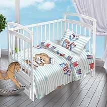 Детское постельное белье Мишка-Морячок ясельное из поплина