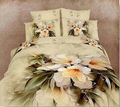 Постельное белье 2-х спальное (евро) из сатина с цветами
