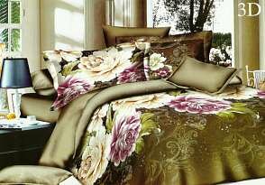 Постельное белье 2-х спальное из из полисатина с цветами