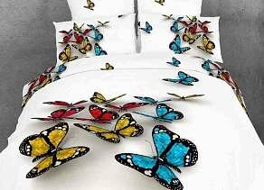 Постельное белье 2-х спальное из сатина с бабочками