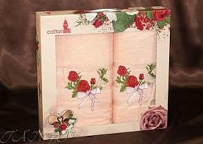 Полотенце Cottonist с розой 70x140 и 50x90