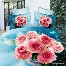 Постельное белье 2-х спальное (евро)  из сатина с розами