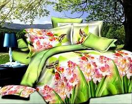 Постельное белье 2-х спальное из из полисатина с цветами