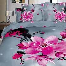 Постельное белье 2-х спальное из сатина с цветами