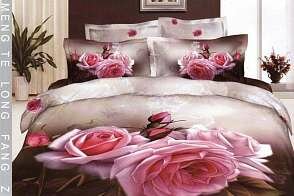 Постельное белье 2-х спальное (евро) из сатина с цветами